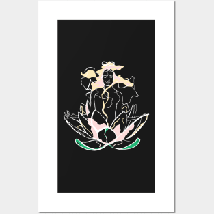 Single Line - Lotus (White) Posters and Art